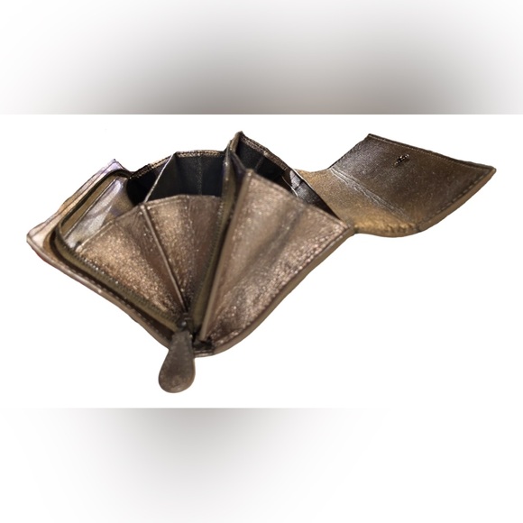 🖤 Bottega Veneta Intrecciato Leather Flap Top Snap Continental Wallet Metallic - Picture 8 of 14